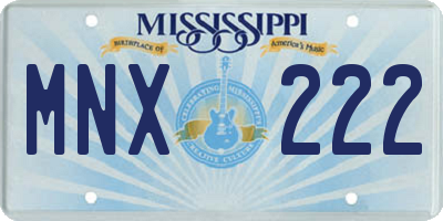 MS license plate MNX222