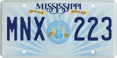 MS license plate MNX223