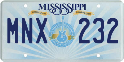 MS license plate MNX232
