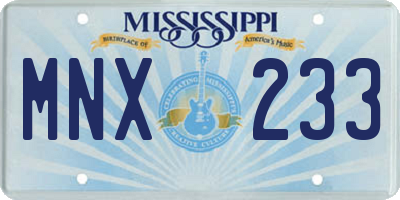 MS license plate MNX233