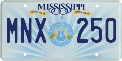MS license plate MNX250