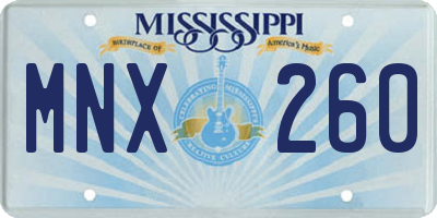 MS license plate MNX260