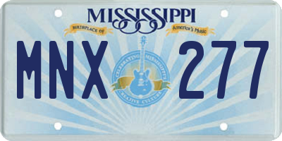 MS license plate MNX277