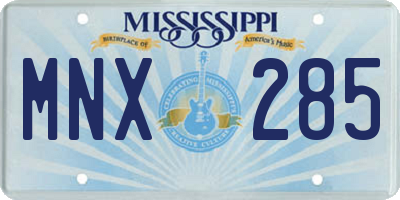 MS license plate MNX285