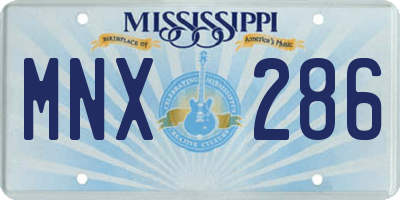 MS license plate MNX286