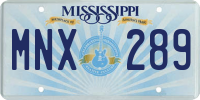 MS license plate MNX289