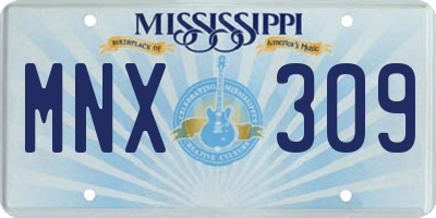 MS license plate MNX309
