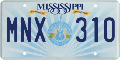 MS license plate MNX310