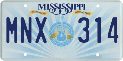 MS license plate MNX314