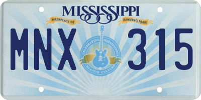 MS license plate MNX315