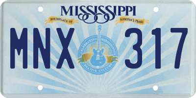 MS license plate MNX317