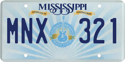 MS license plate MNX321