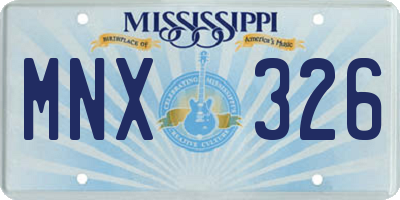 MS license plate MNX326