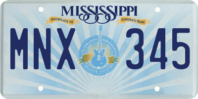 MS license plate MNX345