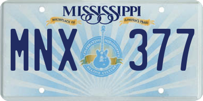 MS license plate MNX377