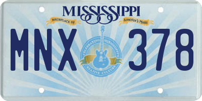 MS license plate MNX378