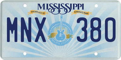 MS license plate MNX380