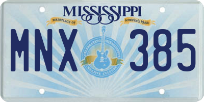 MS license plate MNX385