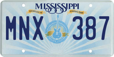MS license plate MNX387