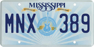 MS license plate MNX389