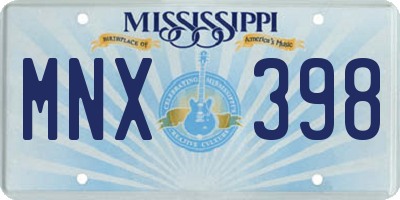 MS license plate MNX398