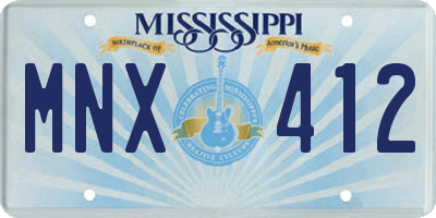 MS license plate MNX412