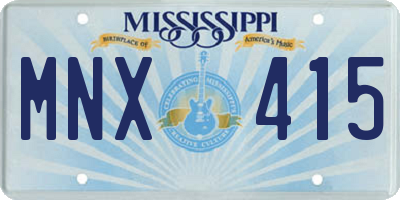 MS license plate MNX415