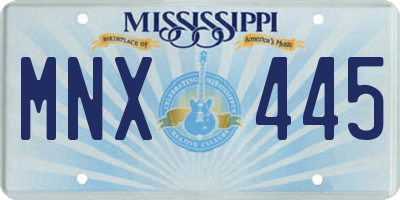 MS license plate MNX445