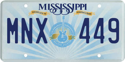 MS license plate MNX449