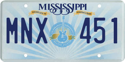 MS license plate MNX451