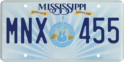 MS license plate MNX455