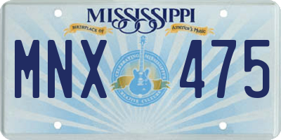MS license plate MNX475