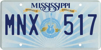 MS license plate MNX517