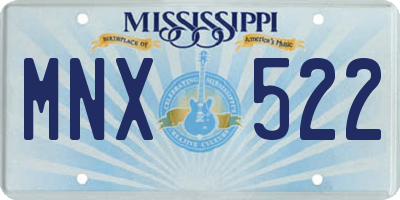 MS license plate MNX522