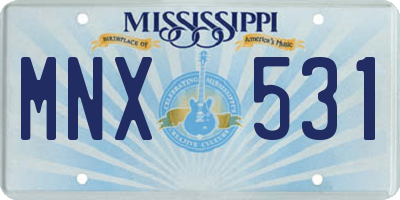 MS license plate MNX531