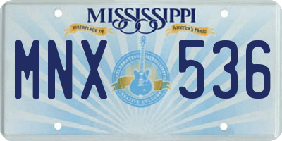 MS license plate MNX536