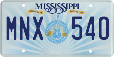 MS license plate MNX540
