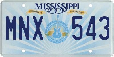 MS license plate MNX543