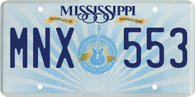 MS license plate MNX553