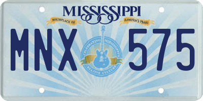 MS license plate MNX575