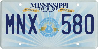 MS license plate MNX580