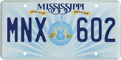 MS license plate MNX602