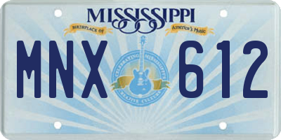 MS license plate MNX612