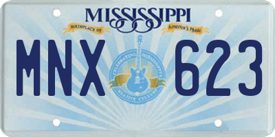 MS license plate MNX623