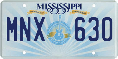 MS license plate MNX630