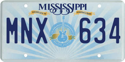 MS license plate MNX634