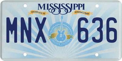 MS license plate MNX636