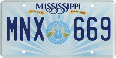 MS license plate MNX669
