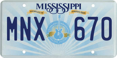 MS license plate MNX670