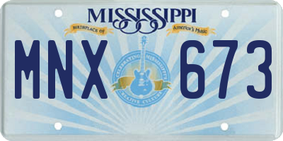 MS license plate MNX673